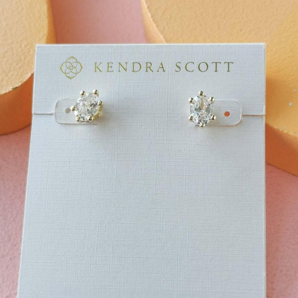 Kendra Scott - Cailin White Crystal Gold Stud Earrings